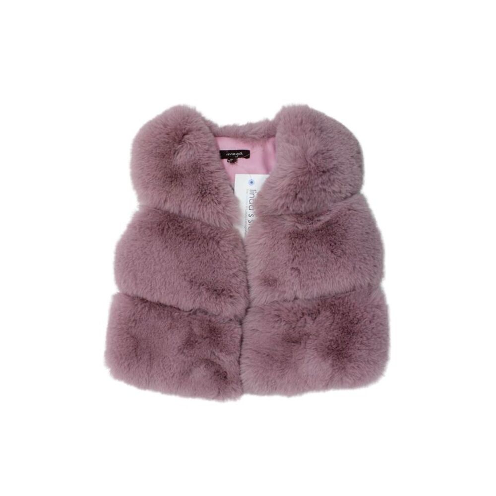 Imoga Girls Hook Front V Neck Faux Fur Vest Jacket Purple Size 10